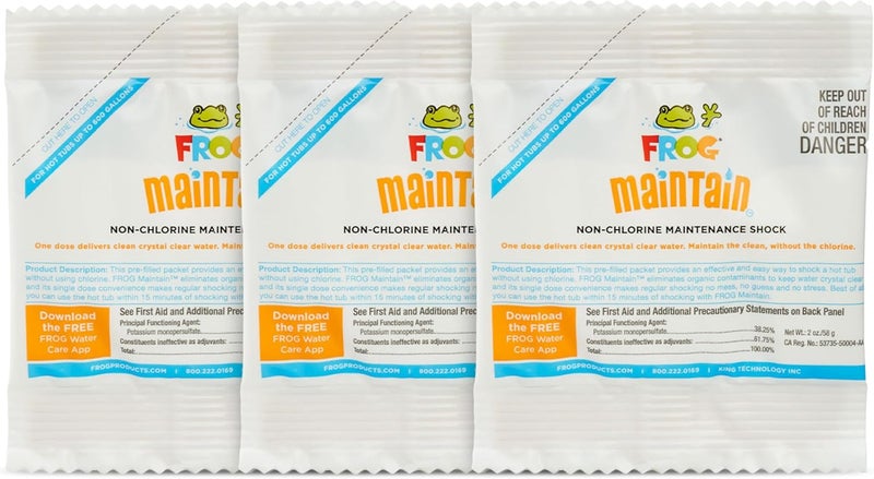 Frog Maintain for Hot Tubs - Non-Chlorine Shock for use with All Hot Tub Sanitizing Systems - Single Dose Packets for Easy Hot Tub Maintenance & Treatment - 3 Pack - Image 1
